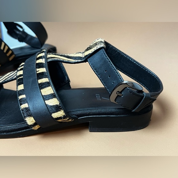 Naturalized 27 EDIT Elva calf hair and Leather Sandals Black and Brown size 9 - Picture 5 of 9